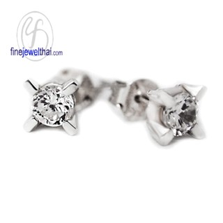 Finejewelthai-ต่างหู-ต่างหูเพชร-ต่างหูเงินแท้-Diamond-CZ-Silver-Design-Earring-E1028cz