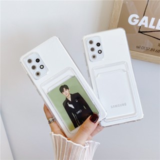 เคสโทรศัพท์มือถือแบบนิ่ม TPU ใส กันกระแทก พร้อมช่องใส่บัตร สําหรับ Samsung Galaxy A52 A52s A31 A51 A71 A72 A03S A02S A13 A33 A53 S10 Lite