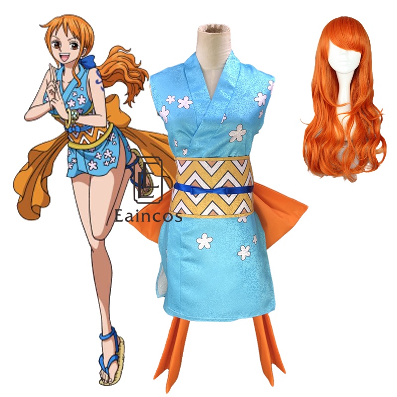 กระแสน้ำAnime One Piece Nami Yukata Wano Country Cosplay Costume Women Girls Kimono For