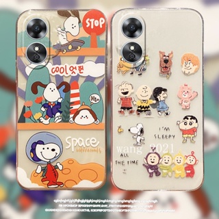 Ready Stock New Phone Case OPPO A78 5G A17 A17k เคส Casing Funny Snoopy and Teletubbies Transparent Cover Silicone Soft Case เคสโทรศัพท