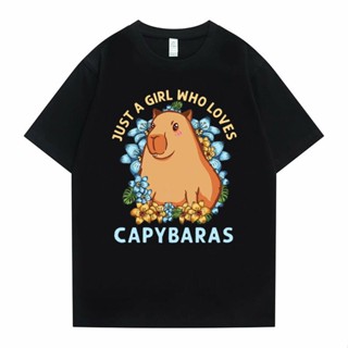 เสื้อยืดเข้ารูป Camiseta con estampado de Just A Girl Who Loves Capybaras para hombre y mujer, ropa informal holgada Har