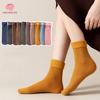 ถุงเท้ายาว ผ้ากํามะหยี่ แบบหนา ระบายอากาศได้ดี สีพื้น แบบเรียบง่าย ให้ความอบอุ่น เหมาะกับฤดูหนาว สําหรับผู้หญิง