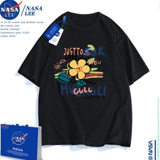 พร้อมส่ง เสื้อยืดแขนสั้น ผ้าฝ้ายแท้ พิมพ์ลาย NASA Street Wear สําหรับผู้ชาย และผู้หญิง แขนสั้น