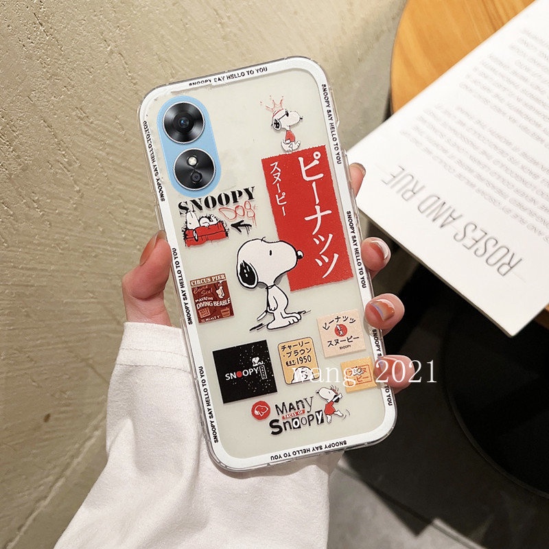 2023-new-casing-oppo-a78-5g-a17-a17k-เคส-phone-case-cartoon-snoopy-cute-fashion-transparent-ultra-thin-silicone-soft-case-เคสโทรศัพท