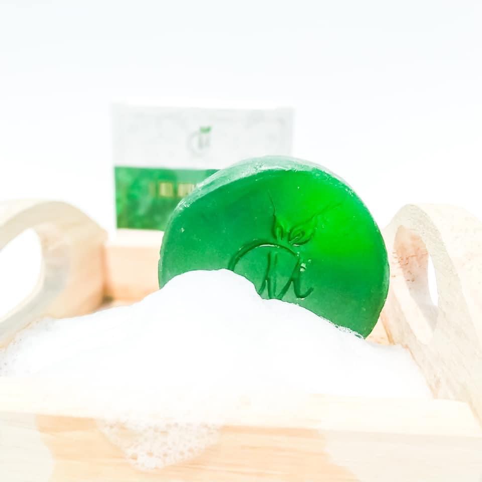สบู่ชาร์มมิ่ง-คลอโรฟิลล์-chlorophyll-soap-สบู่ถั่ว-สิวหนัก-ดีท็อกซ์ผิว-ของแท้-100