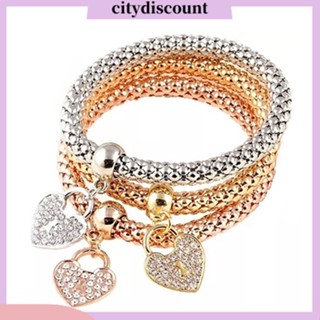 &lt;citydiscount&gt;  สร้อยข้อมือสตรี ประดับจี้รูปหัวใจ 3ชิ้น