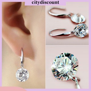 &lt;citydiscount&gt;  City_ต่างหูตะขอห้อย CZ Cubic สำหรับผู้หญิง