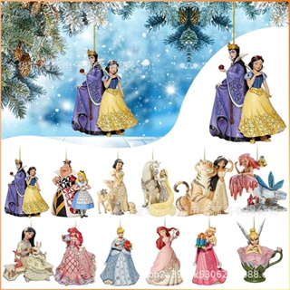 Disney Princess Ariel Snow White Princess Jasmine Series จี้แบนตกแต่งตกแต่งต้นคริสต์มาสปีใหม่2023ของขวัญปาร์ตี้-FE