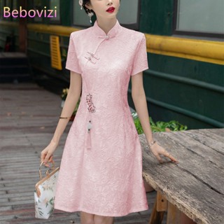 ฤดูร้อนใหม่วินเทจลูกไม้ Cheongsam จีนแบบดั้งเดิม Qipao แขนสั้นชุดสําหรับผู้หญิงเสื้อผ้า