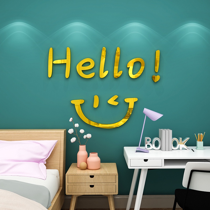 สติกเกอร์อะคริลิค-ลาย-hello-text-ins-3d-กันน้ํา-สําหรับติดตกแต่งผนังบ้าน-ห้องนอน-ร้านอาหาร