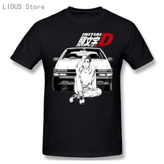 เสื้อยืดสีขาวผู้ชาย กราฟิกแฟชั่นปี 2021 เสื้อยืดการ์ตูนอะนิเมะ First D drift Racer ญี่ปุ่นอะนิเมะผู้ชายลําลองโอคอผ้าฝ้าย