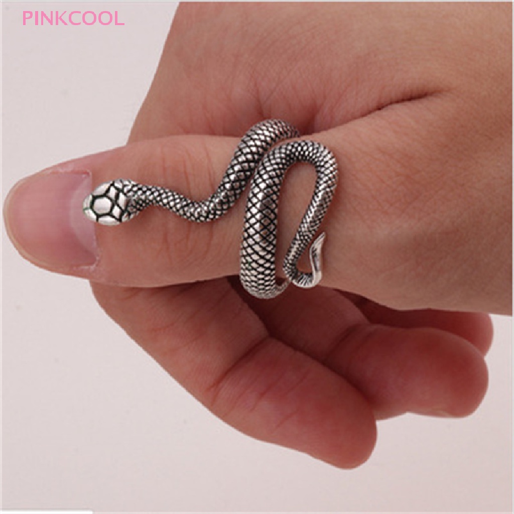 pinkcool-แหวนงู-ประดับงู-ปรับขนาดได้-สไตล์พังก์-เรโทร