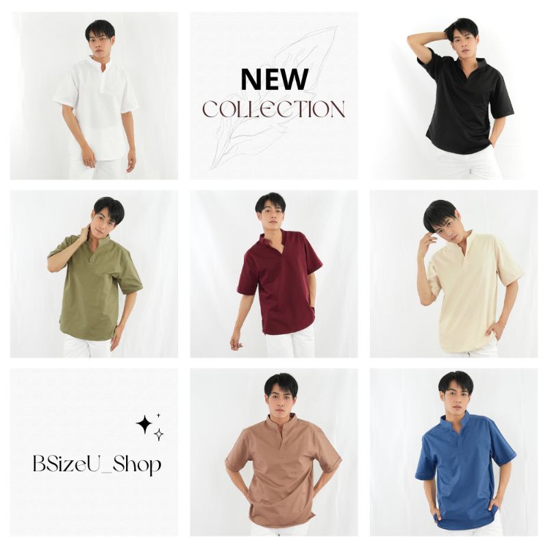 เสื้อเชิ้ตแขนสั้นทรงเกาหลีสวมหัว-ผ้า-premium-oxford-by-bsizeu-ทรงเข้ารูป-รีดง่าย-ยับยาก-ยิ่งซักยิ่งนิ่ม