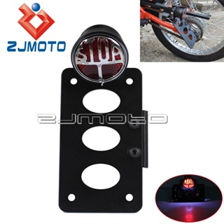 Motorcycle LED Tailights Side Mount Number Plate Light License Axle Bracket Tail Stop Light For Harley Cafe Racer Bobber