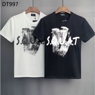 เสื้อคู่รัก ใหม่ DSQUARED2 ผู้ชายผู้หญิงพิมพ์จดหมายคอกลมแขนสั้นถนนฮิปฮอปเสื้อยืดผ้าฝ้ายบริสุทธิ์เสื้อยืด DT997