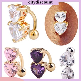 <citydiscount>  แหวนคริสตัลสีทองสําหรับเจาะร่างกายจิวสะดือ