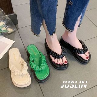 JUSLIN  รองเท้าแตะผู้หญิง ความสูง แฟชั่นสไตล์เกาหลี แฟชั่น 2022 NEW สไตล์เกาหลี คุณภาพสูง fashion Beautiful JU220279 37Z230910