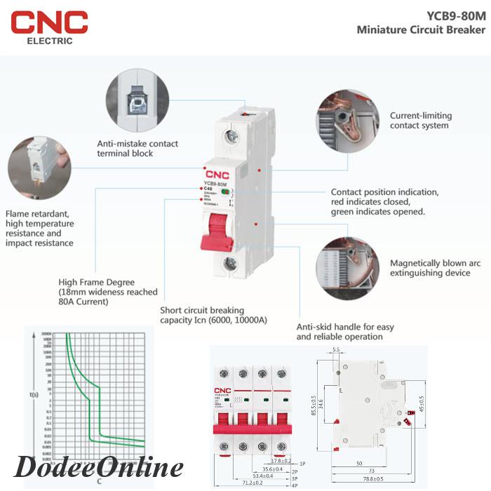 mcb-ac-1pole-เบรกเกอร์ไฟฟ้า-ตัดวงจรไฟฟ้า-กระแสเกินพิกัด-ไฟลัดวงจร-10ka-cnc-dd