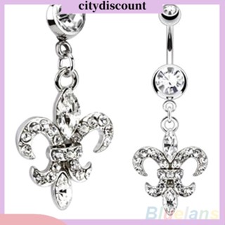 <citydiscount> เครื่องประดับจิวแหวนสะดือเซ็กซี่ Fleur De Lis แบบห้อย