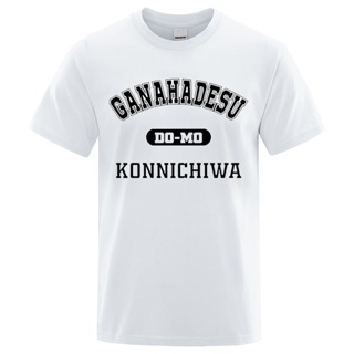 เสื้อวินเทจผญ - Ganaha Okinawan จดหมายพิมพ์เสื้อยืดบุรุษที่มีคุณภาพสูง Streetwear เสื้อผ้าคอโอคอขนา