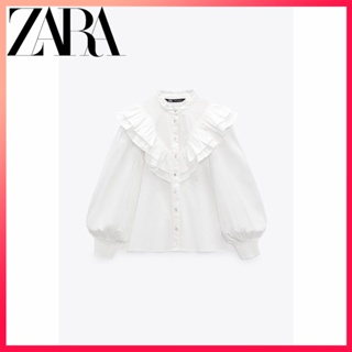 Zara ใหม่ เสื้อเชิ้ต ป๊อปลิน หลายชั้น สําหรับผู้หญิง