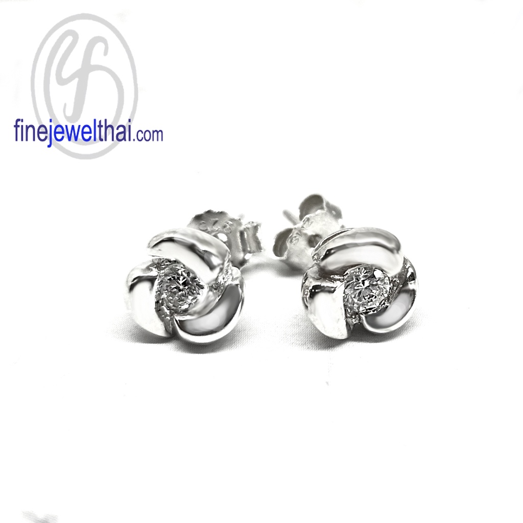 finejewelthai-ต่างหู-ต่างหูเพชร-ต่างหูเงินแท้-diamond-cz-silver-design-earring-e1052cz