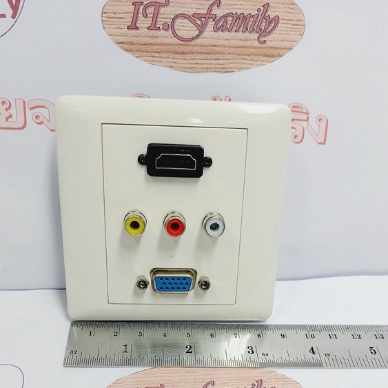 หน้ากากเต้ารับสาย-hdmi-แบบเสียบใช้ได้เลย-vga-av-ต้องบัดกรี-ขนาด-8-6x8-6-ออกใบกำกับภาษีได้