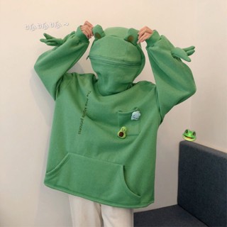 เสื้อหนาวลายกบ เสื้ออู้ดแขนยาว ใส่ได้ทั้งหญิงและชาย ผ้าดีนุ่มนิ่ม ใส่สบาย ลายน่ารักๆ