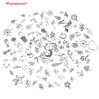 Purelove&gt; จี้รูปตัว Ch สีเงิน สําหรับทําเครื่องประดับ DIY 100 ชิ้น