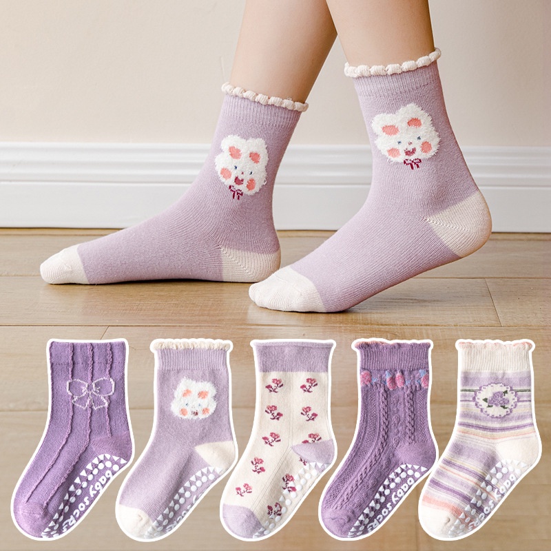 ภาพสินค้าSC-0038/ShopAt.Two/พร้อมส่ง ถุงเท้าเด็กผู้หญิง ถุงเท้าผ้าฝ้าย แพ็ค 5 คู่มีกันลื่น จากร้าน shopat.two บน Shopee ภาพที่ 5