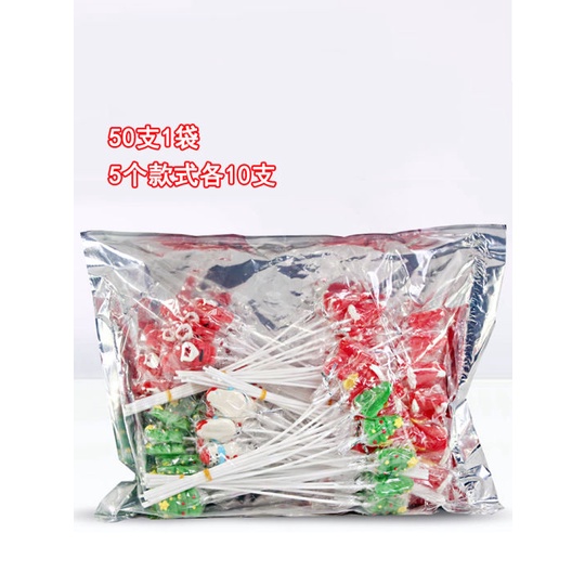 อมยิ้ม-10g-ลูกอมคริสต์มาสแท่งยาว-ของขวัญ-อาหารตกแต่งฉากคริสต์มาส-1pc