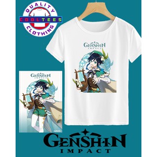 เสื้อคู่ เสื้อสาวอวบ Genshin ผลกระทบเสื้อยืด unisex กราฟิกเสื้อยืดคอกลมสําหรับเด็กและผู้ใหญ่ IOg Tee