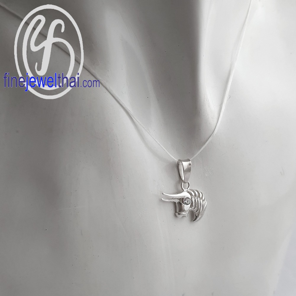 finejewelthai-จี้ราศี-ราศีพฤษภ-จี้เพชรสังเคราะห์-จี้เงินแท้-taurus-silver-pendant-p1166cz00