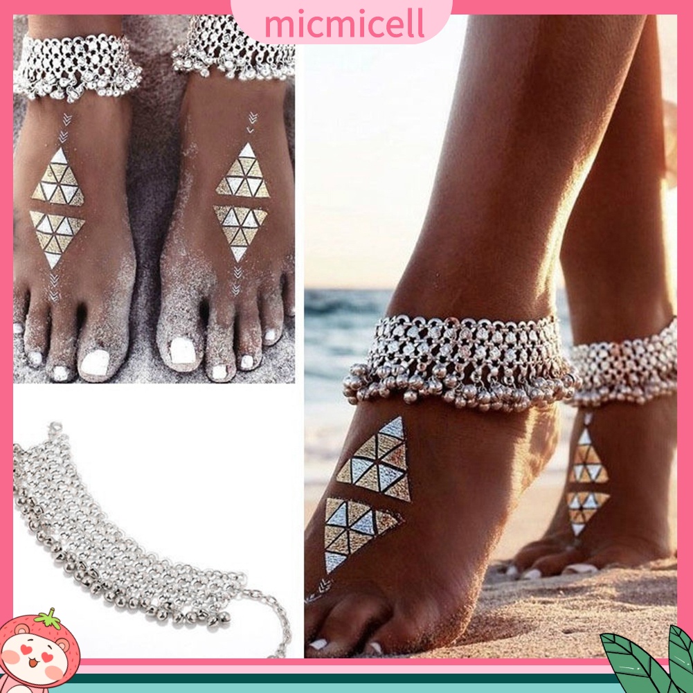 ราคาและรีวิว(micmicell) Women Sexy Vintage Anklet Chain Bell Beads Tassel Ankle Bracelet Foot Jewelry