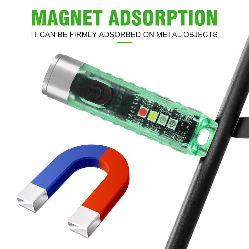 มินิพวงกุญแจไฟฉาย-usb-c-led-ชาร์จโคมไฟแม่เหล็กตั้งแคมป์แสงยูวีมัลติฟังก์ชั่แบบพกพาแสงไฟ-flowerdance
