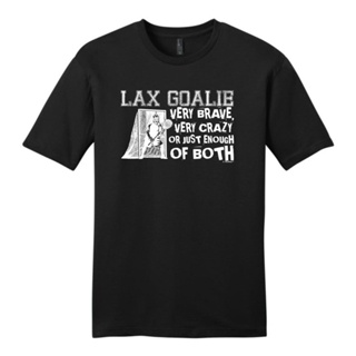 เสื้อยืดผ้าฝ้ายพิมพ์ลาย Yuanl5 [พร้อมส่ง] เสื้อยืดผ้าฝ้าย 100% พิมพ์ลาย Lacrosse Lax Goalie Brave Crazy โอเวอร์ไซซ์ ของข