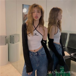 เสื้อยืดเสื้อชั้นในสตรีแบบผูกเชือกพิมพ์ลายตัวอักษรสาวเผ็ดSL9085