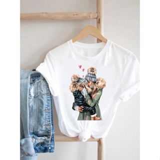 เสื้อครอปสายฝอ Tee สบาย ๆ หวานรักแม่แม่แม่ฤดูร้อนสวยผู้หญิงเสื้อผ้าพิมพ์ Tshirt ดีแขนสั้นด้านบนแฟชั่นกราฟิก T-