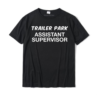 เสื้อสีขาว Römork Park yardımcısı Supervisor komik Gag şaka T-Shirt pamuklu öğrenci gömlek tasarım T Shirt toptan klasik