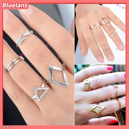 แหวนนิ้ว-midi-stack-rings-โกลเด้นสีเงิน-rhinestone-5-ชิ้น