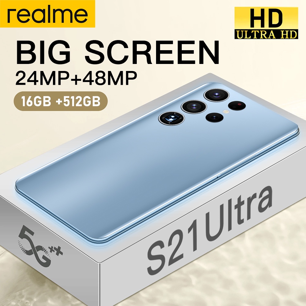 ภาพหน้าปกสินค้าโทรศัพท์มือถือ Realme S21Ultra โทรศัพท์ 5G โทรศัพท์มือถือราคาถูก 16+512GB มือถือ Android สมาร์ทโฟน