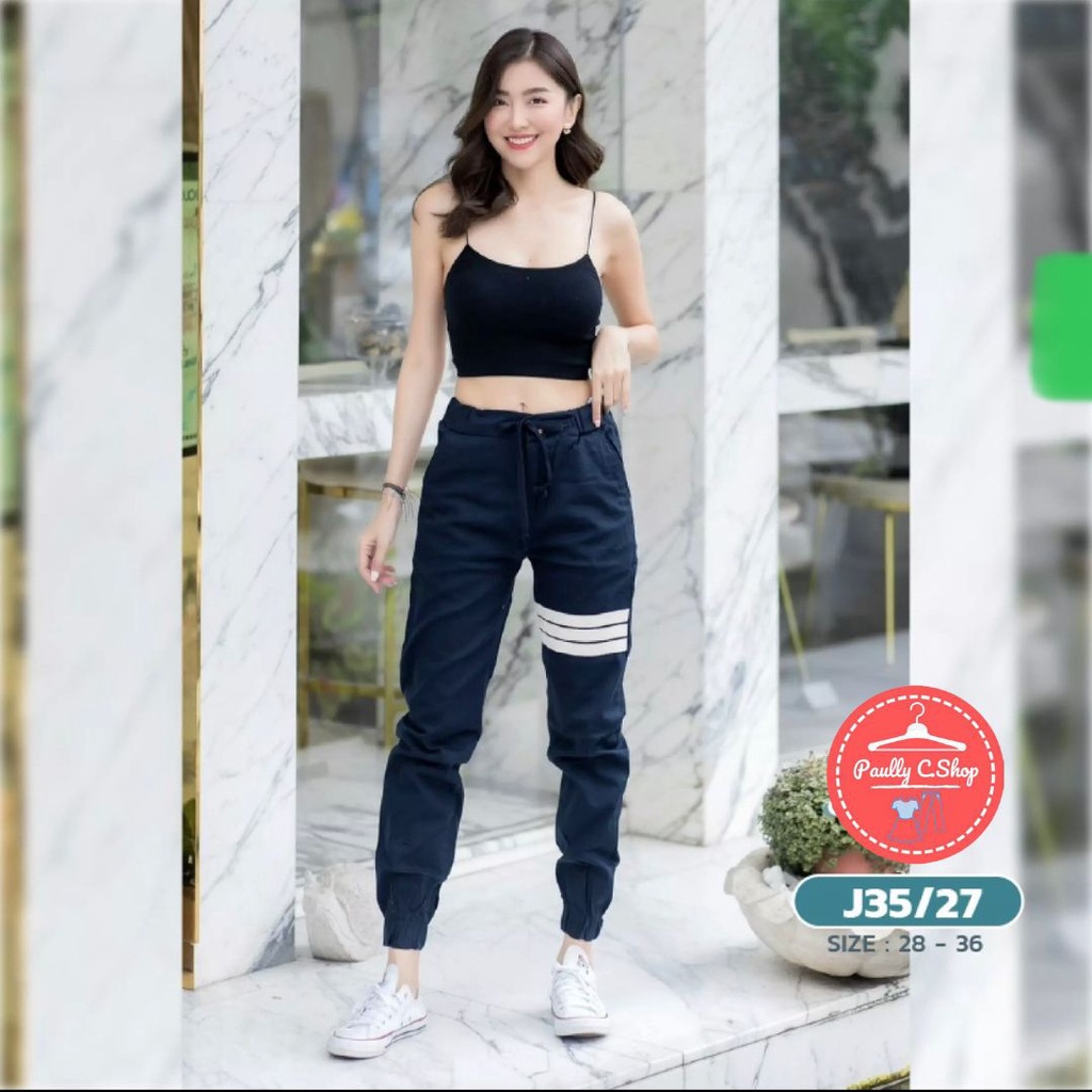 jogger-pants-รุ่น-j35-27-กางเกงยีนส์ขาจั้มผ้ายืด-เป้าซิป-แบบเรียบ-แนวเท่ห์-ใส่สบายมาก-สวย