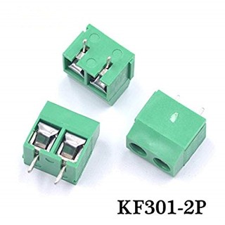 KF301-2P ขั้วต่อเทอร์มินอลบล็อก ขั้วต่อสกรู Screw Terminal Block สีเขียว Connector 5mm 16A 300V