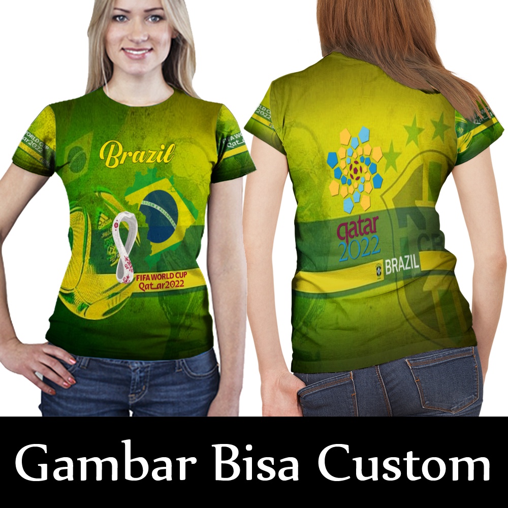 เสื้อกีฬาแขนสั้น-ลายทีมฟุตบอลโลก-brazil-สําหรับผู้หญิง-2022