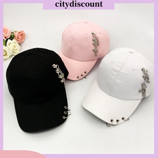 &lt;citydiscount&gt; Fashion Metal Ring Hip-Hop Baseball Cap Anti-UV Light Outdoor Women Sports Hat