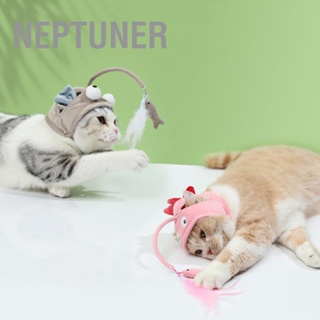 Neptuner ผ้าโพกศีรษะ ประดับขนนกน่ารัก แบบนิ่ม พร้อมจี้เปลี่ยนได้ สําหรับสัตว์เลี้ยง แมว