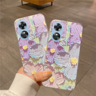 Ready Stock 2023 New Phone Case OPPO A78 5G A17 A17k เคส Casing Colorful Flowers Vintage Painting Transparent Anti-fall Soft Case Back Cover เคสโทรศัพท