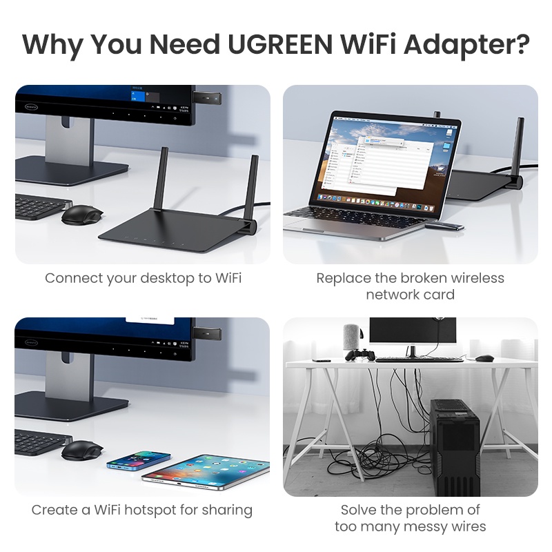ภาพสินค้าUgreen อะแดปเตอร์เครือข่าย WiFi ไร้สาย 1300Mbps ปลั๊ก USB 2.4G และ 5G สําหรับคอมพิวเตอร์ PC จากร้าน ugreen.th บน Shopee ภาพที่ 5
