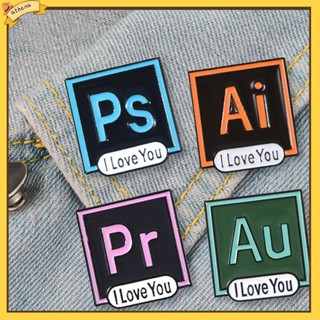 [Athena] Ps Ai Pr Au Photoshop Illustrator เข็มกลัด Pin I Love You สําหรับติดตกแต่งเสื้อเชิ้ต