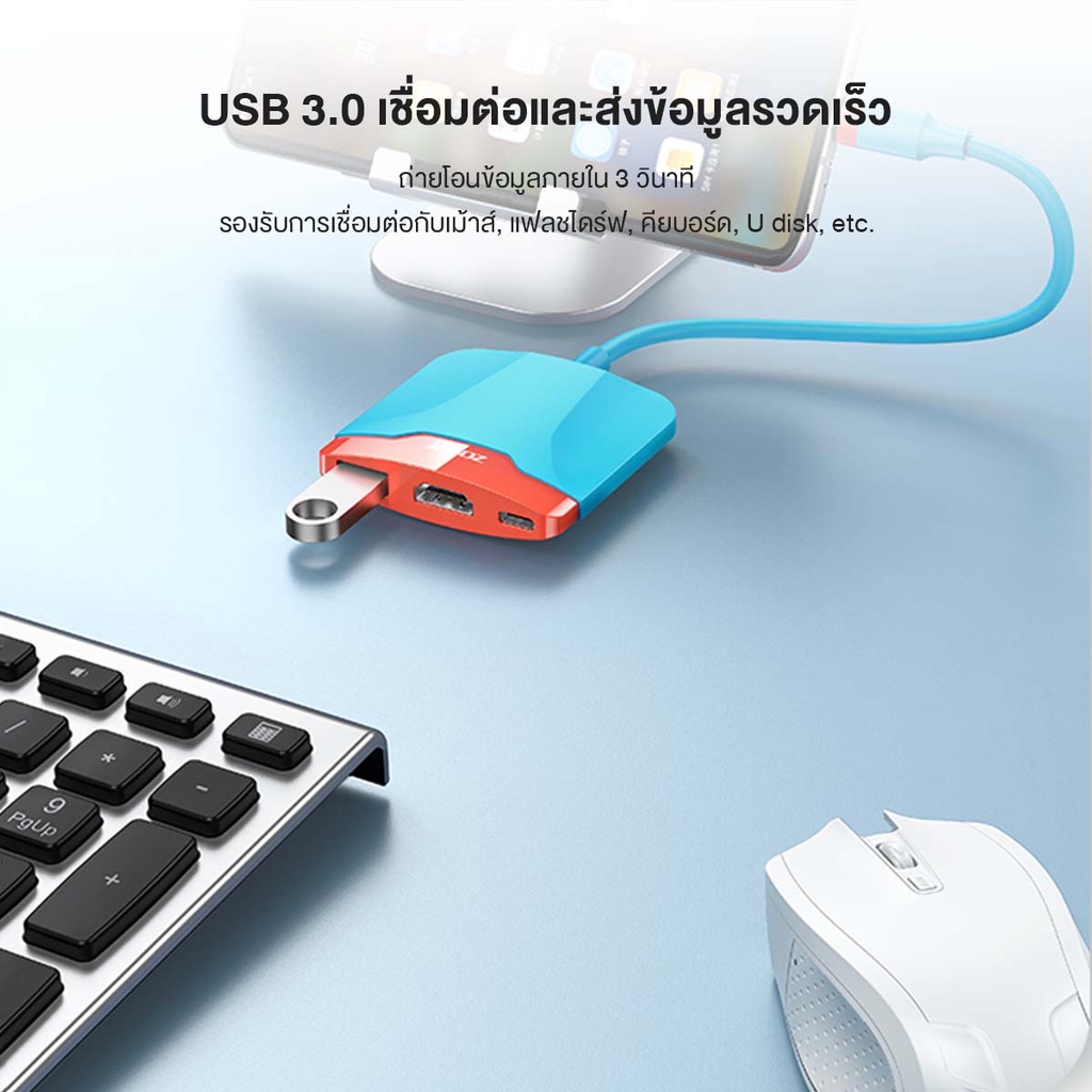 ภาพหน้าปกสินค้าJasoz USB-C Hub Adapter Hub for Switch/Phone/Notebook 3in1 (USB-C to USB3.0/HDMI/USB-PD2.0) จากร้าน gongniu_official บน Shopee